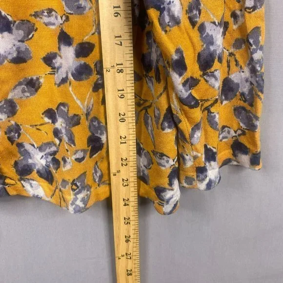 Garnet Hill Cardigan XL Gold Signature Eco Merino Sweater Floral Lightweight - Picture 13 of 13